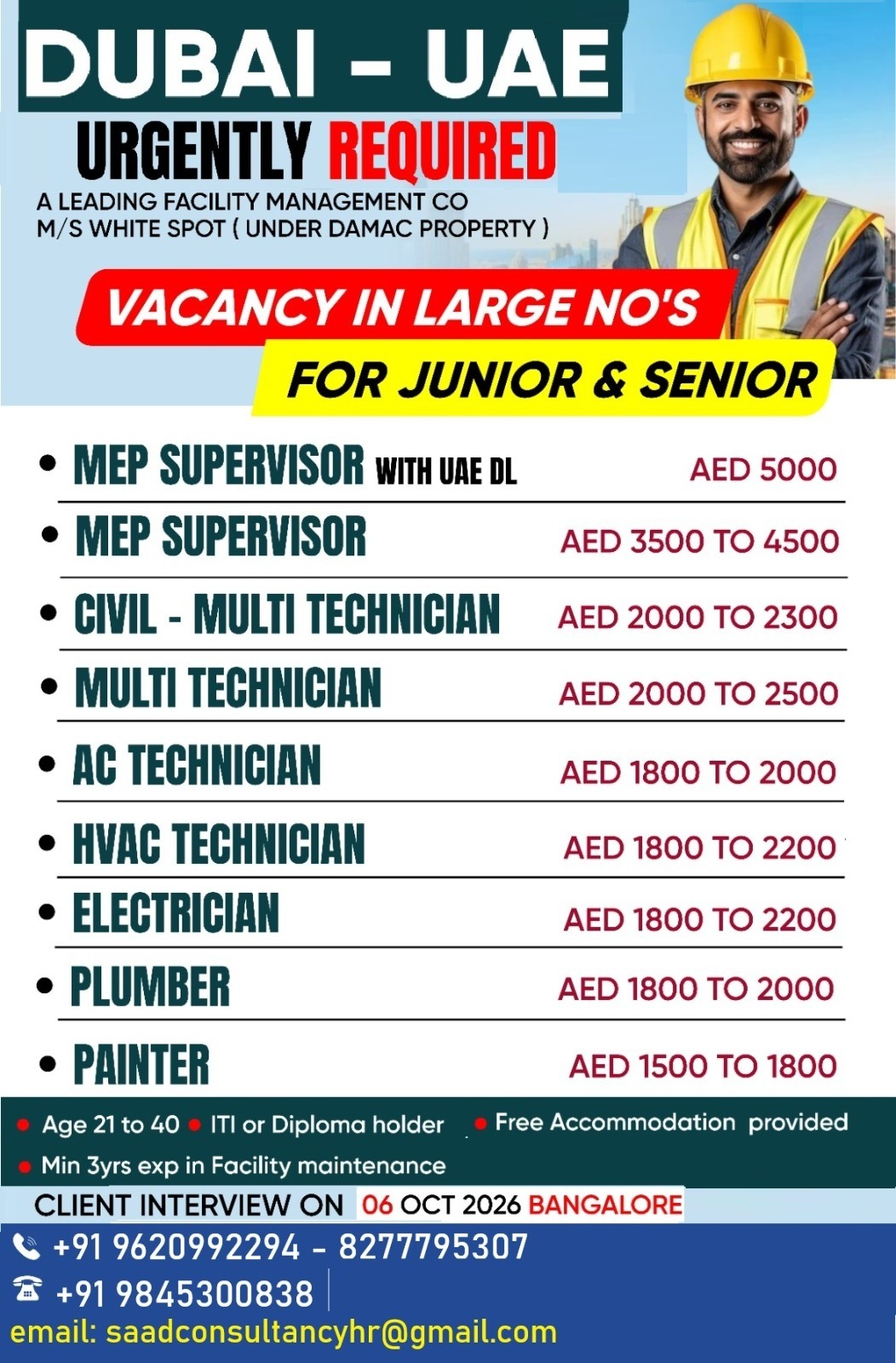HIRING FOR FACILITY MANAGEMENT CO DUBAI