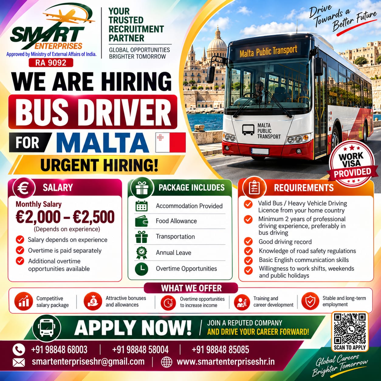 HIRING FOR Bus Driver — smartenterpriseshr@gmail.com, MALTA