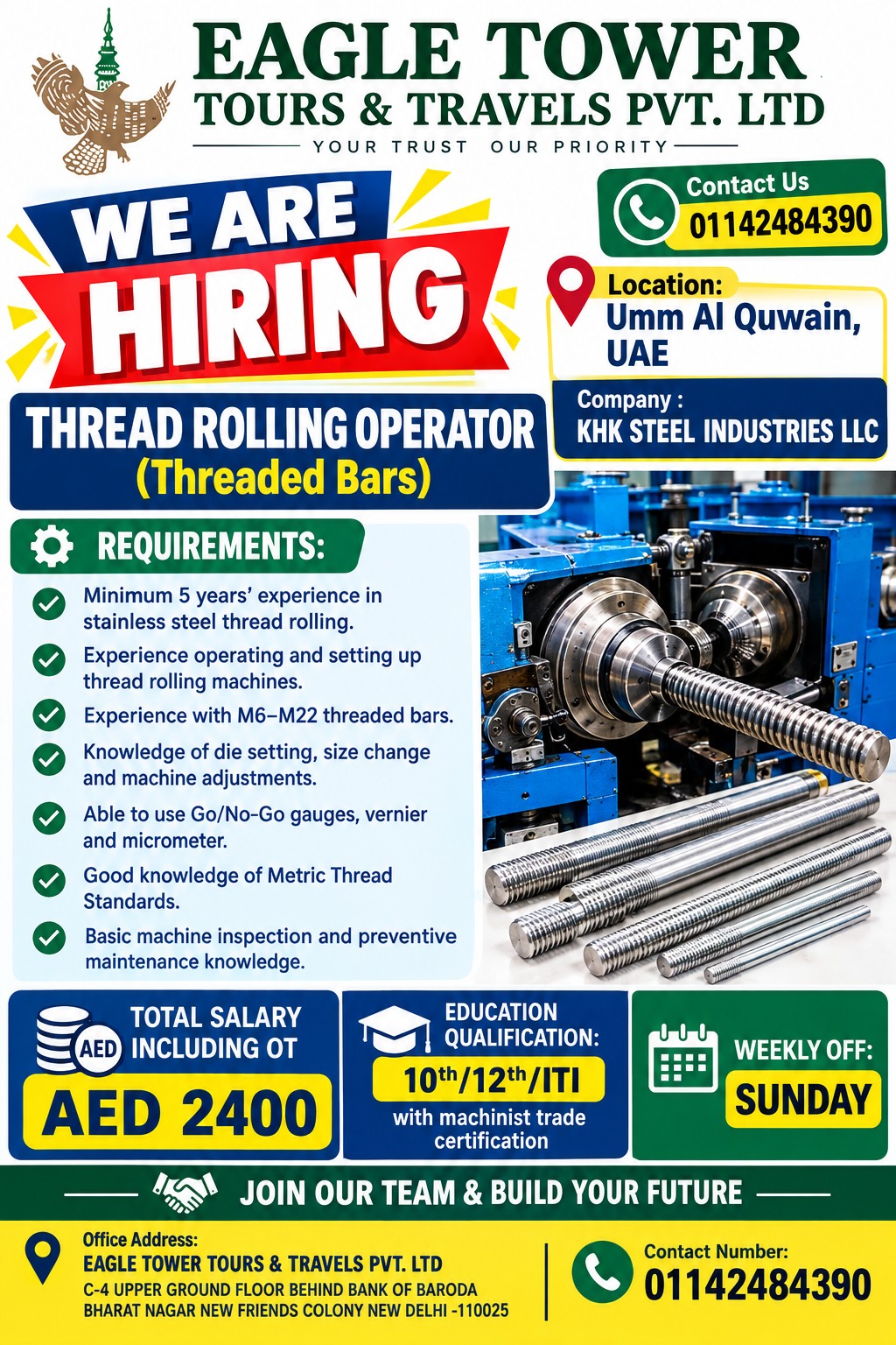 THREAD ROLLING OPERATOR (Threaded Bars)