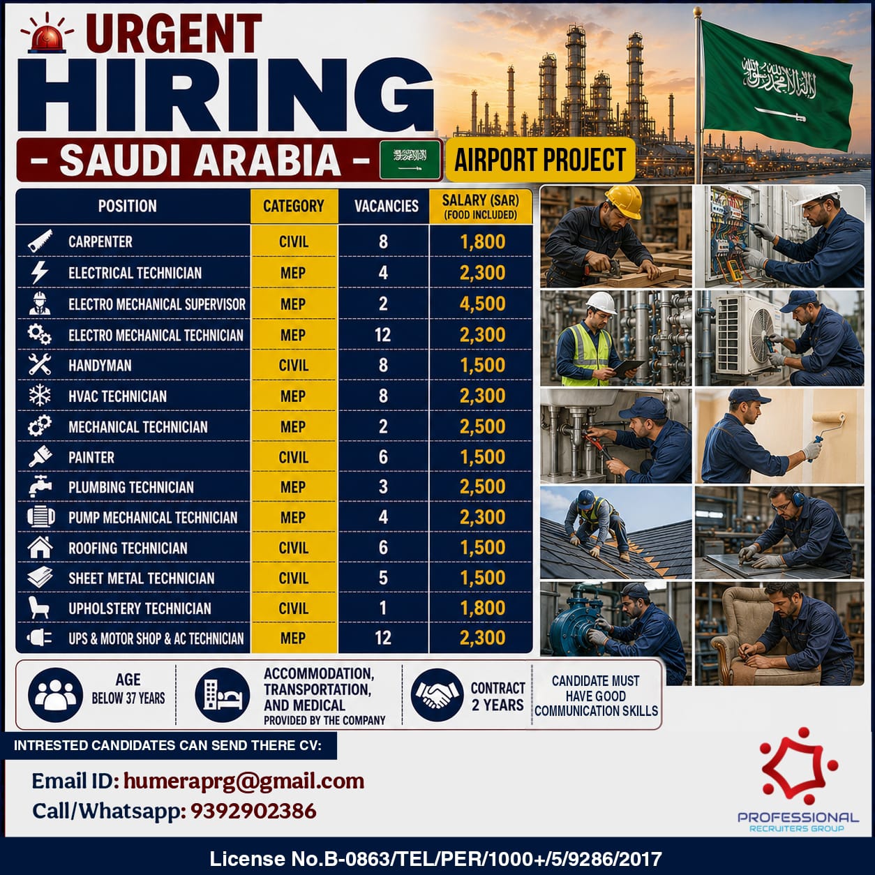 Urgent Hiring for Saudi Arabia - Airport Project