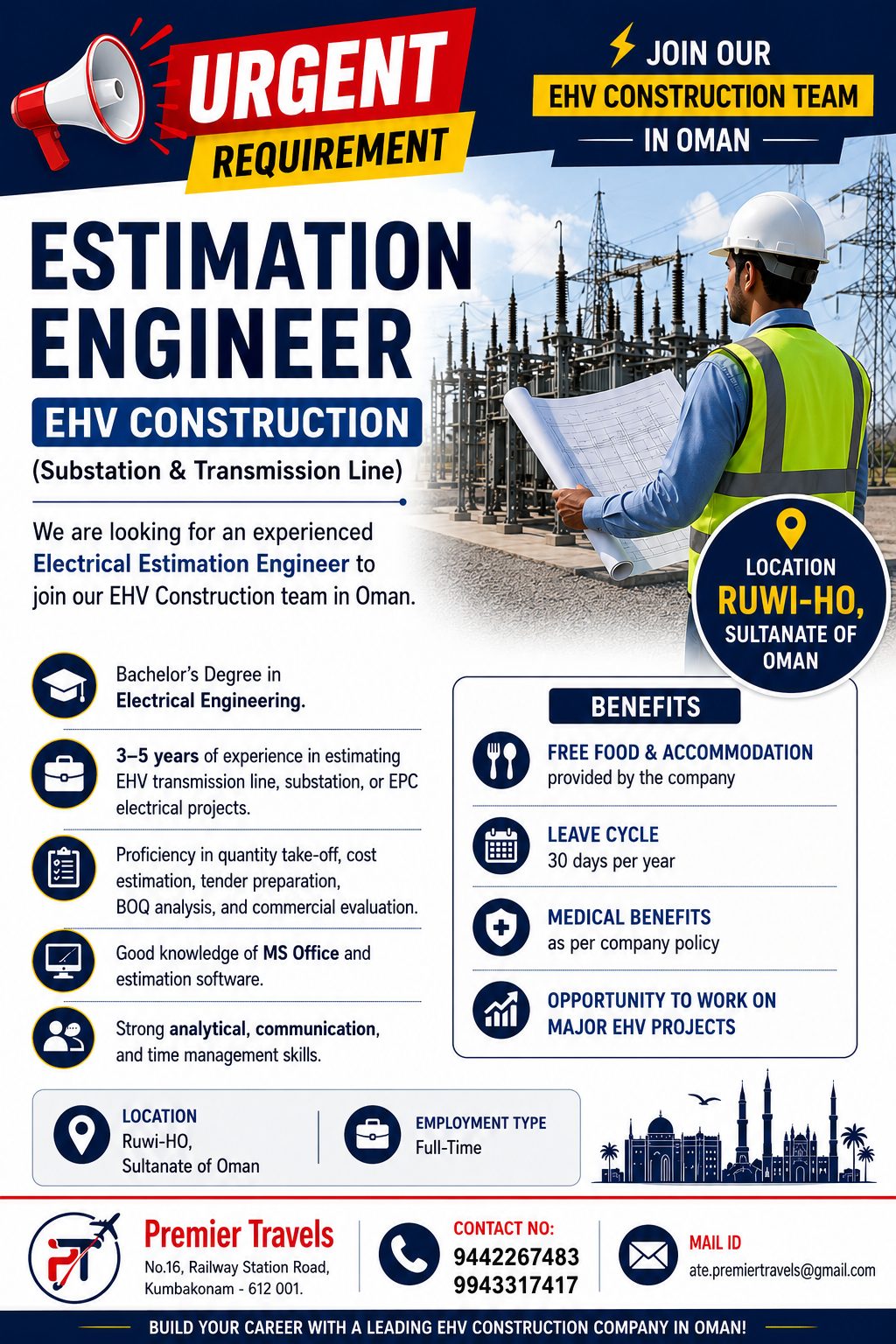 ESTIMATION ENGINEER — Premier Travels, UAE, UAE