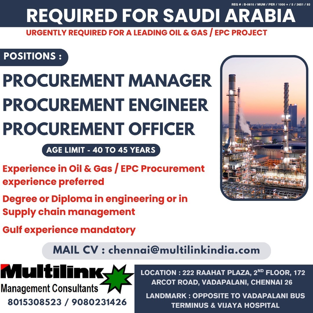 Oil & Gas / EPC Project - Procurement Positions