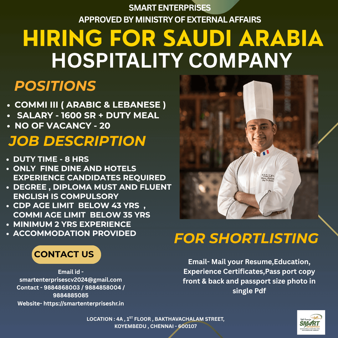 HIRING FOR SAUDI ARABIA