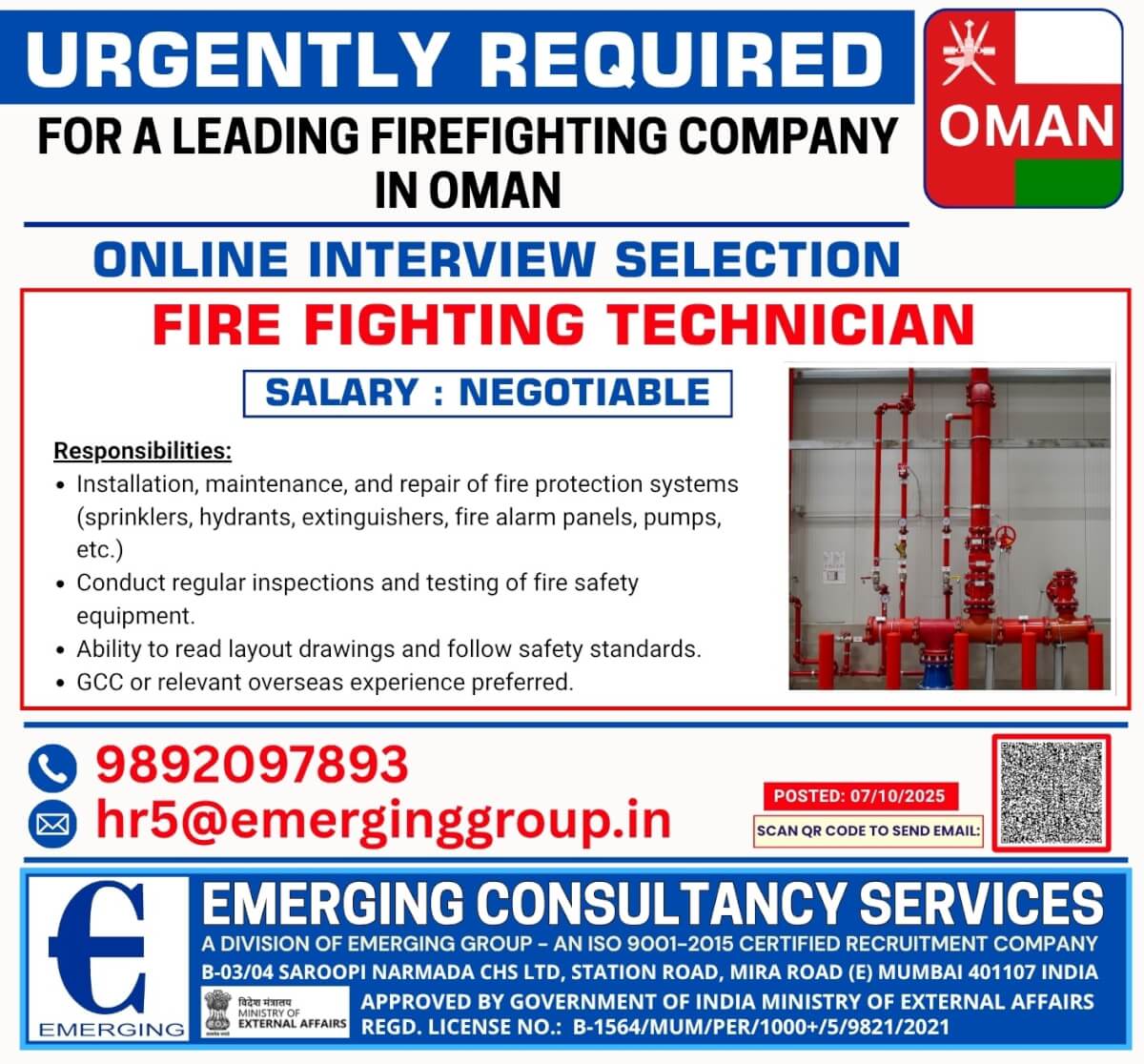 Fire Fighting Technician  Installation, Maintenance & Repair of Fire Protection Systems