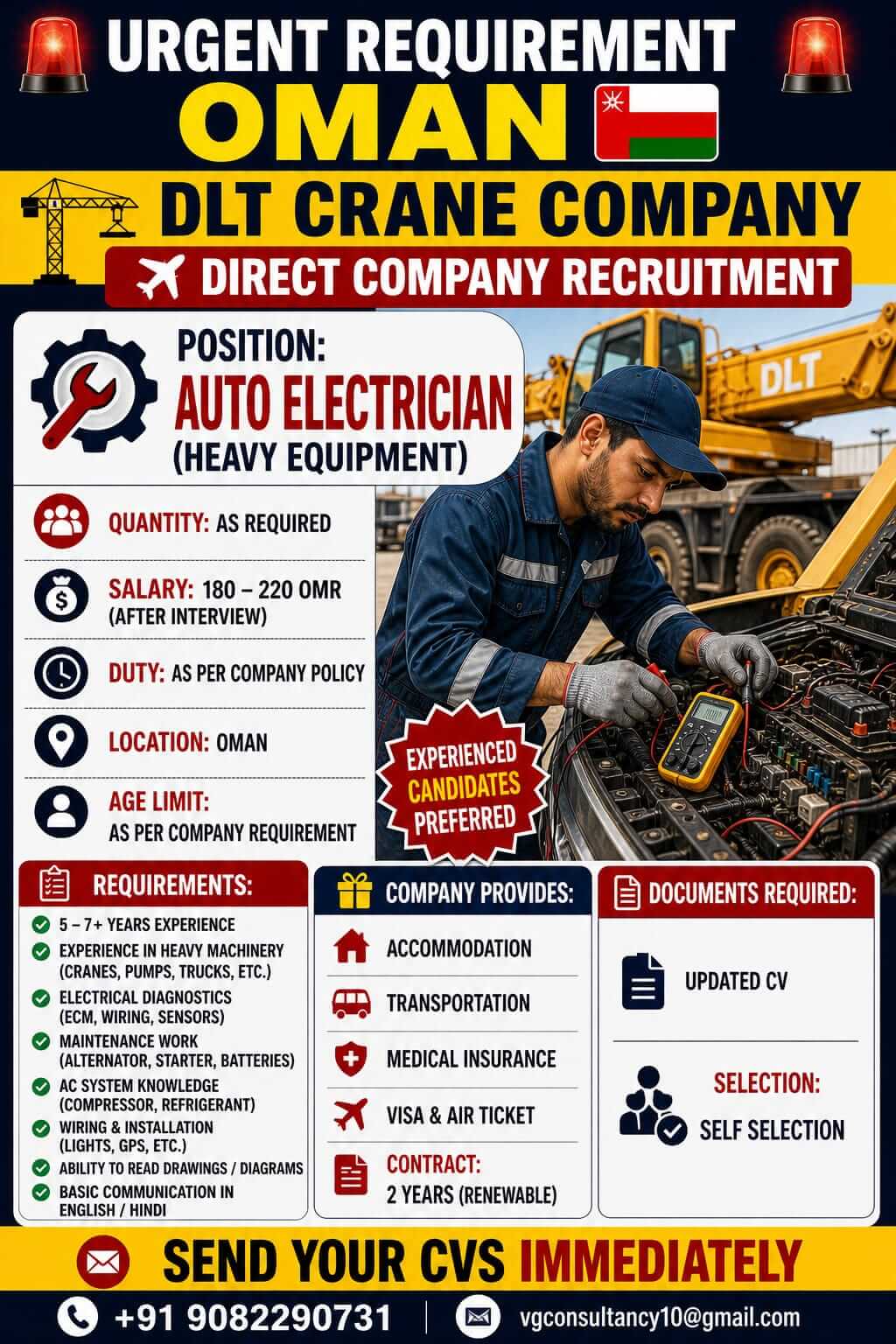 URGENT REQUIREMENT  OMAN DLT CRANE COMPANY DIRECT COMPANY RECRUITMENT