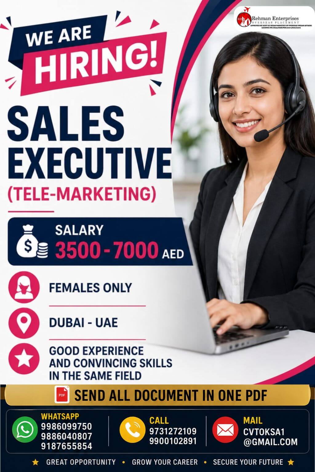 HIRING FOR SALES EXECUTIVE -TELE MARKETING-FEMALES ONLY-DUBAI