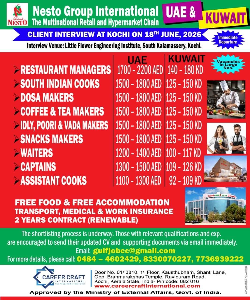 Client Interview at Kochi on 18th June,, 2026 for NESTO GROUP, UAE AND KUWAIT -