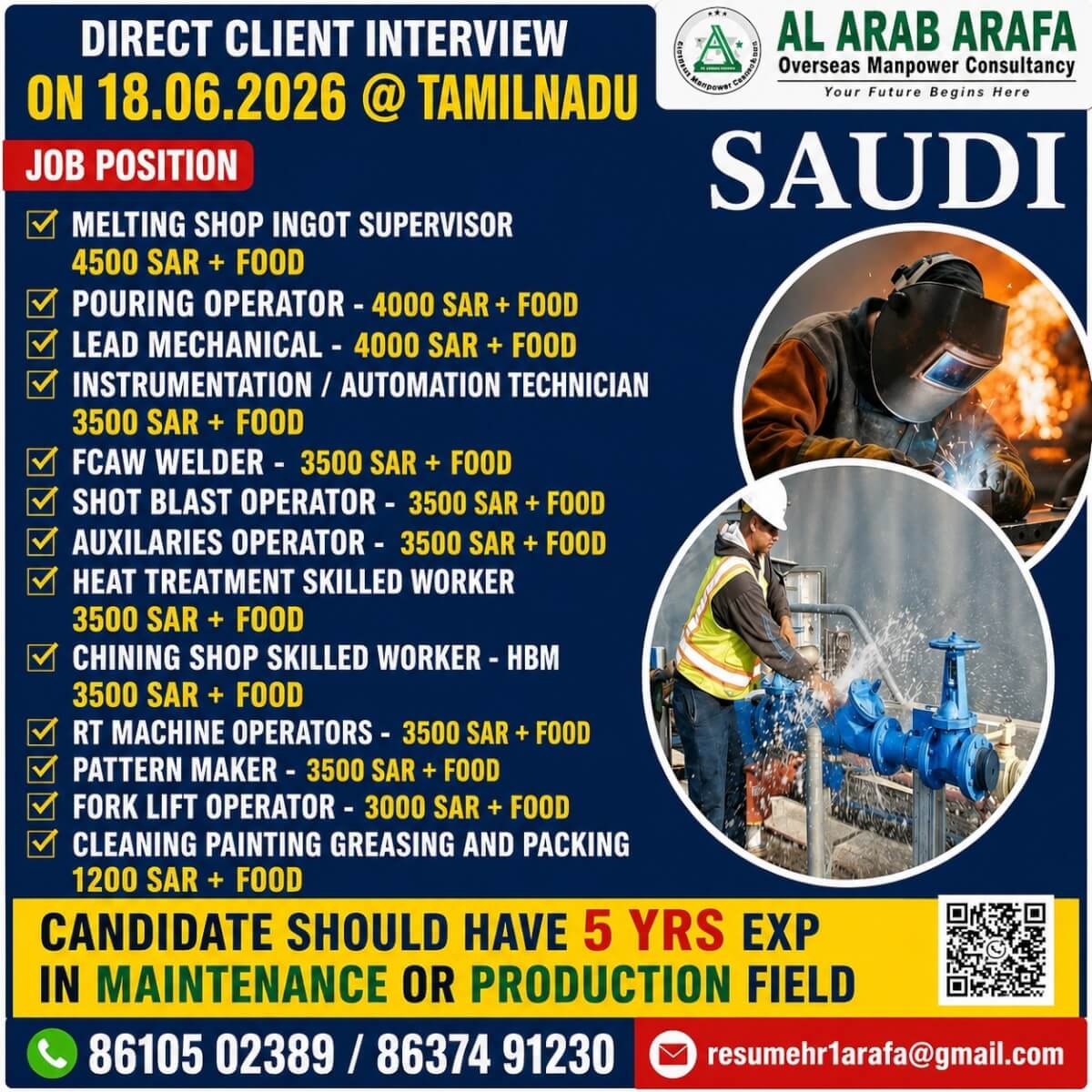 DIRECT CLINET TINTERVIEW ON 18.06.2026 @ CHENNAI