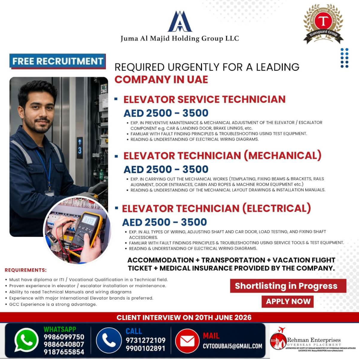 REQUIRED URGENTLY FOR DUBAI
