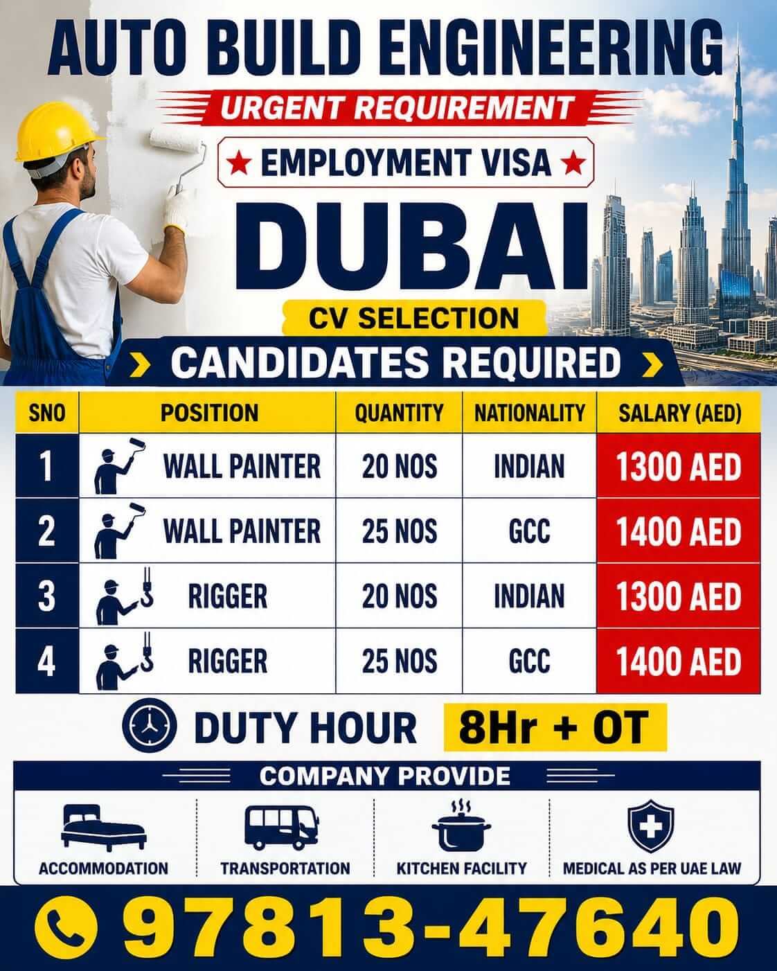 Urgent hiring for Dubai