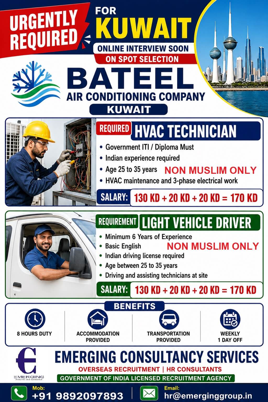 URGENTLY REQUIRED FOR KUWAIT ONLINE INTERVIEW ON 11-JUNE-2026