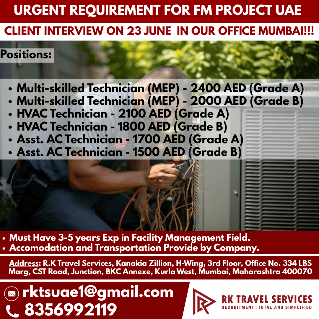 URGENT REQUIREMENT FOR FM PROJECT UAE