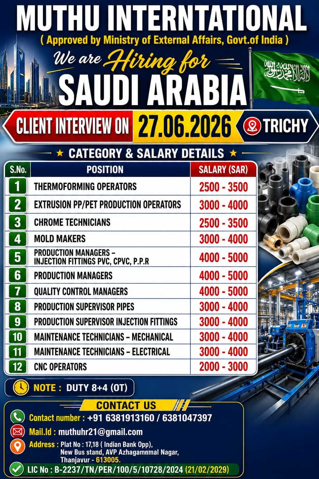 WANTED FOR SAUDI ARABIA