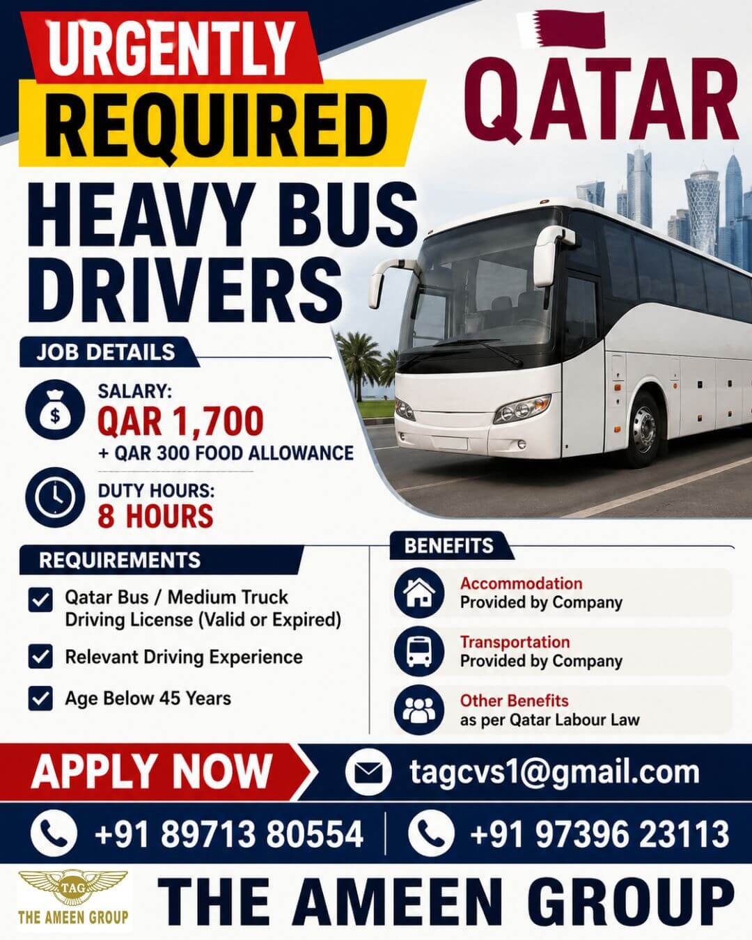 Urgently Required  Heavy Bus Drivers  Qatar