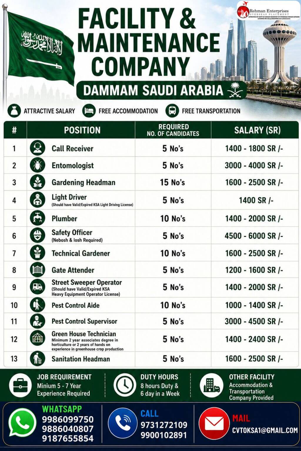 WE'RE HIRING SAUDI ARABIA DAMMAM