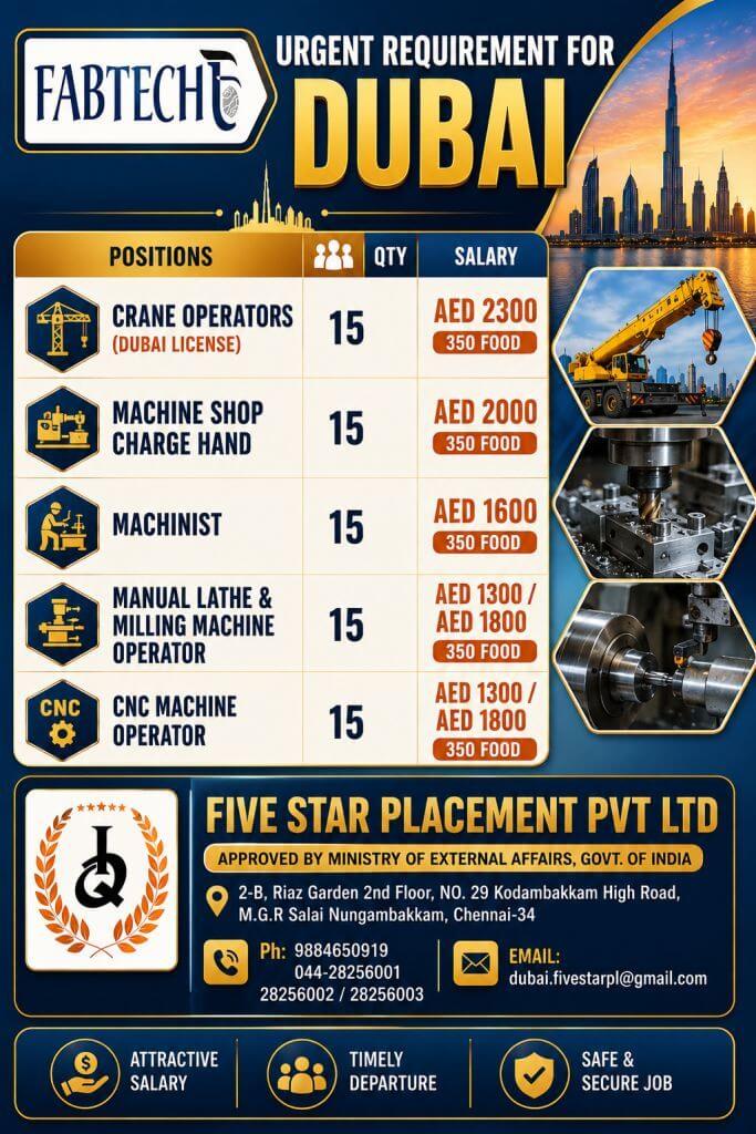 URGENT REQUIREMENT FOR DUBAI