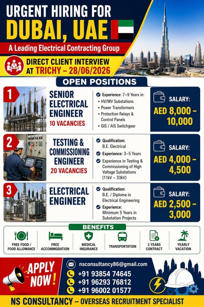 LEADING ELECTRICAL CONTRACTING GROUP COMPANY REQUIREMENT FOR DUBAI