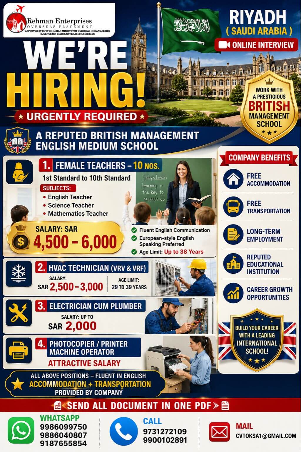 WE'RE HIRING FOR SAUDI ARABIA