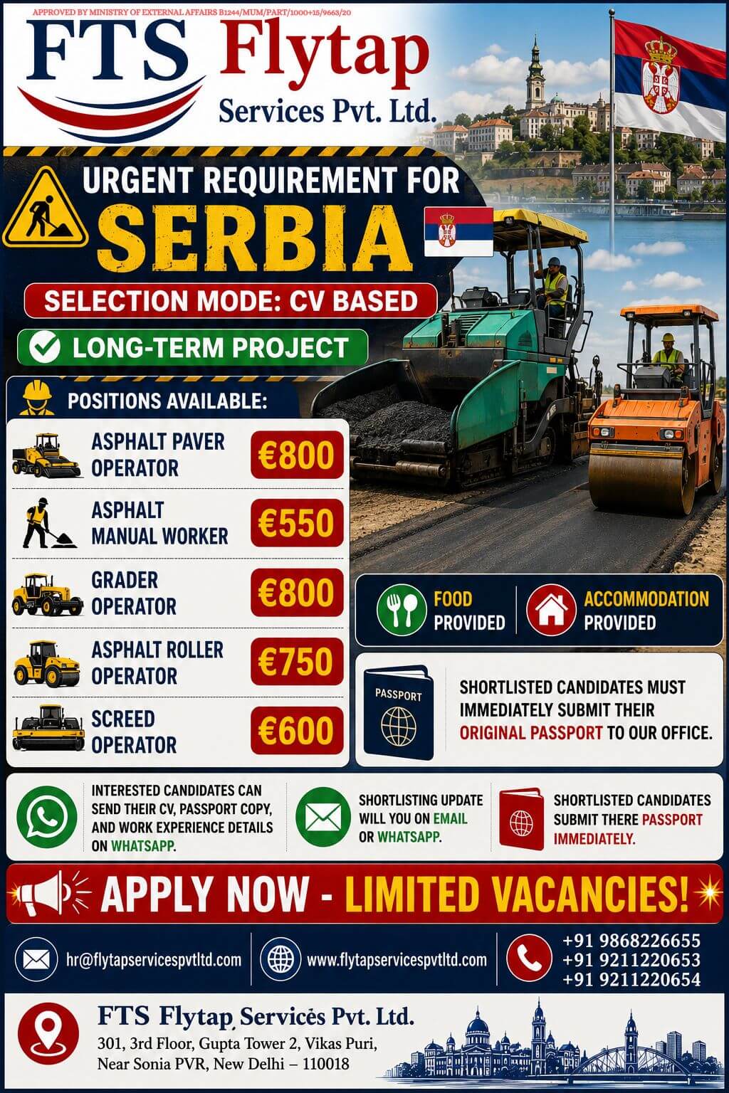 ? Urgent Hiring for Serbia  Long-Term Road Construction Project ??