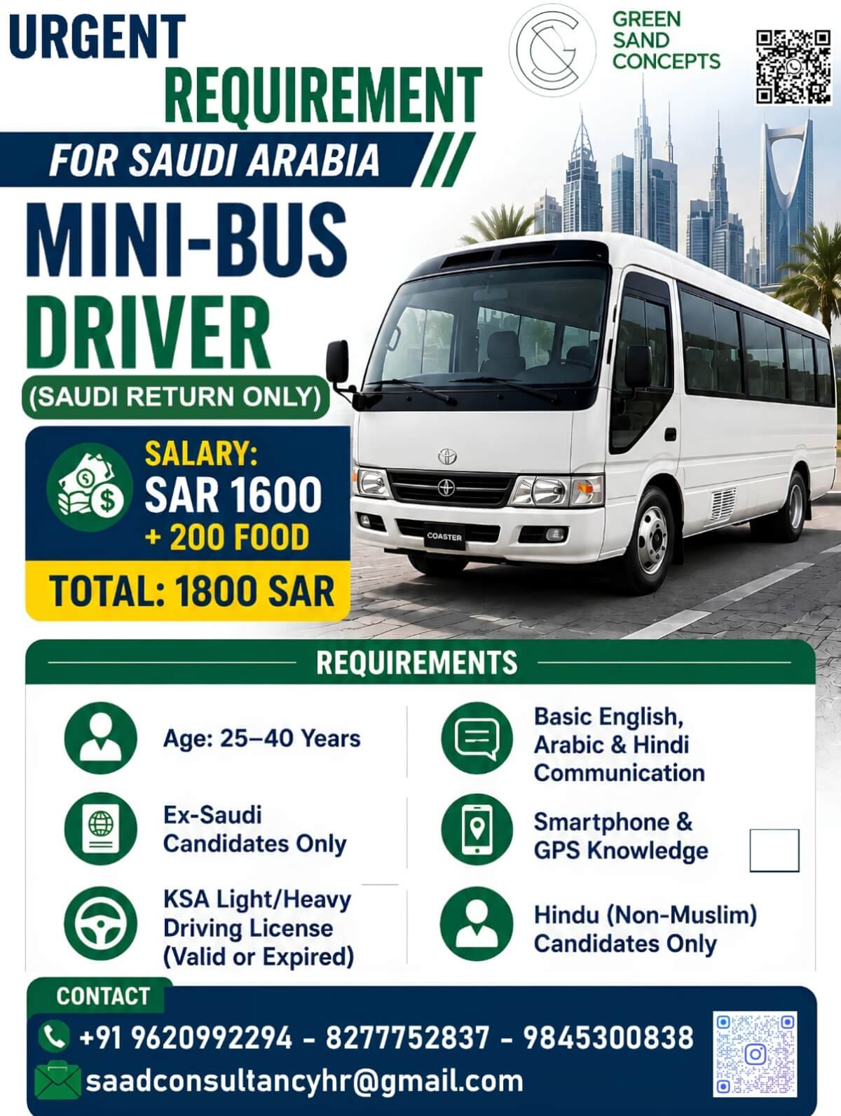 HIRING FOR GREEN SAND CONCEPTS