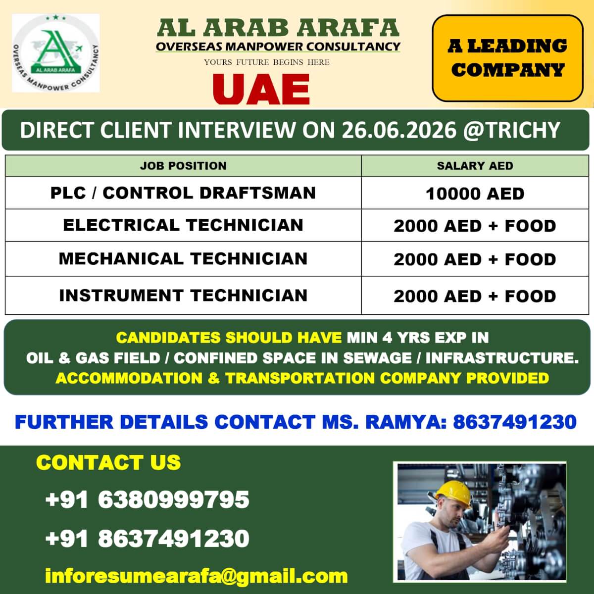 DIRECT CLIENT INTERVIEW ON 26.06.2026 @ TRICHY