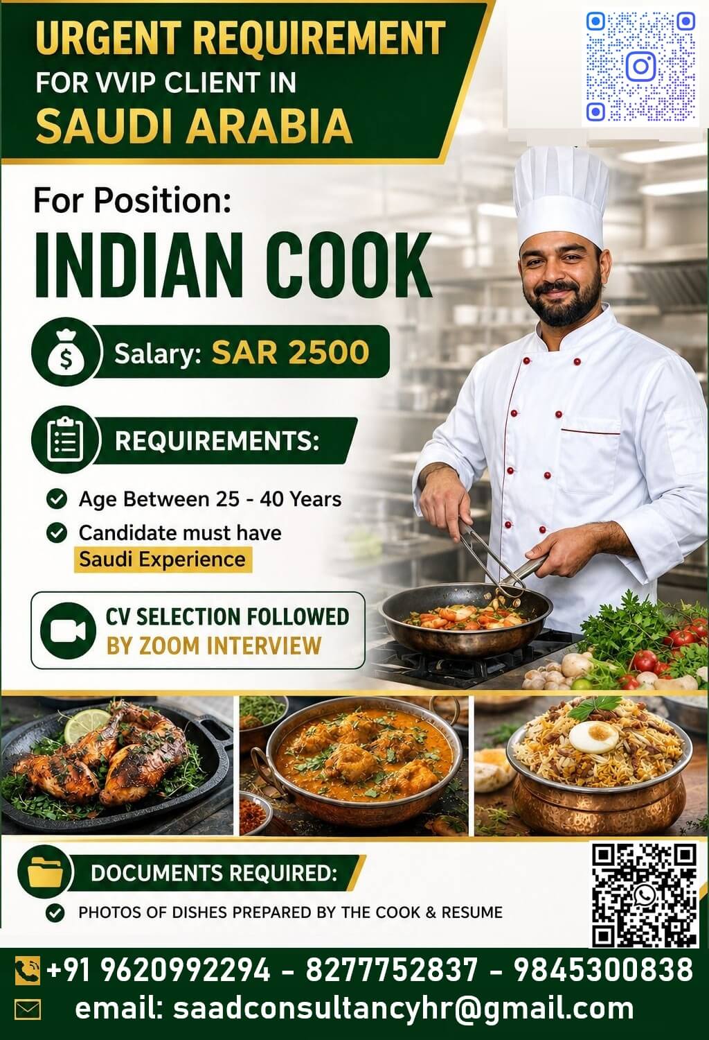 HIRING FOR INDIAN COOK