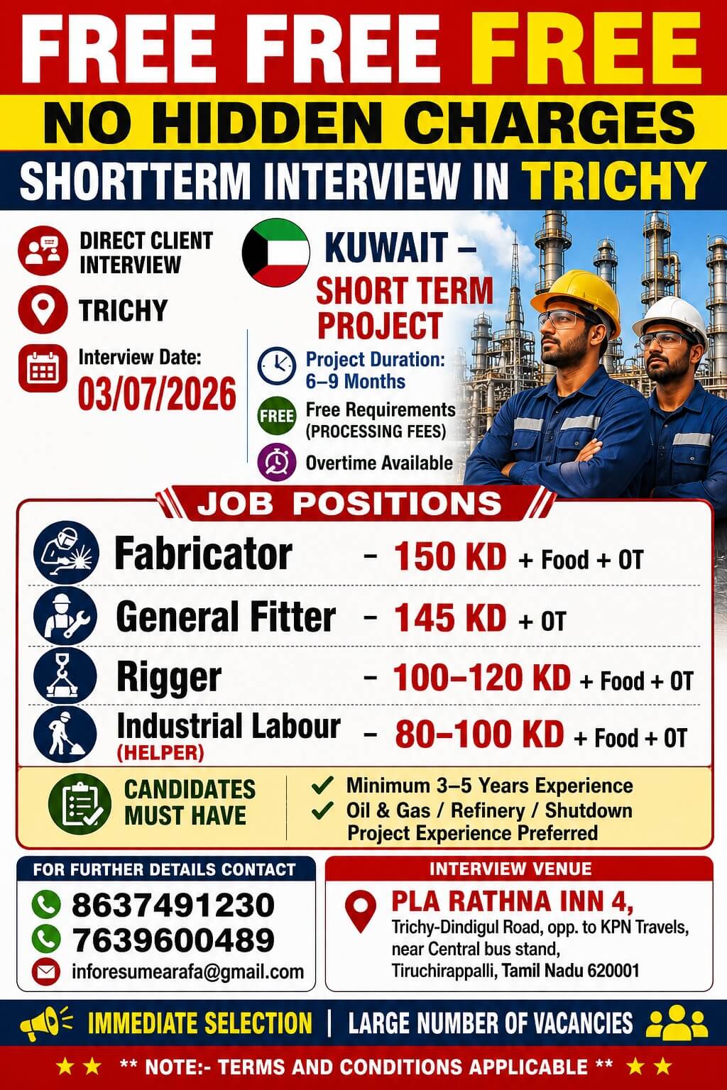 DIRECT CLIENT INTERVIEW ON 03.06.26 @ TRICHY