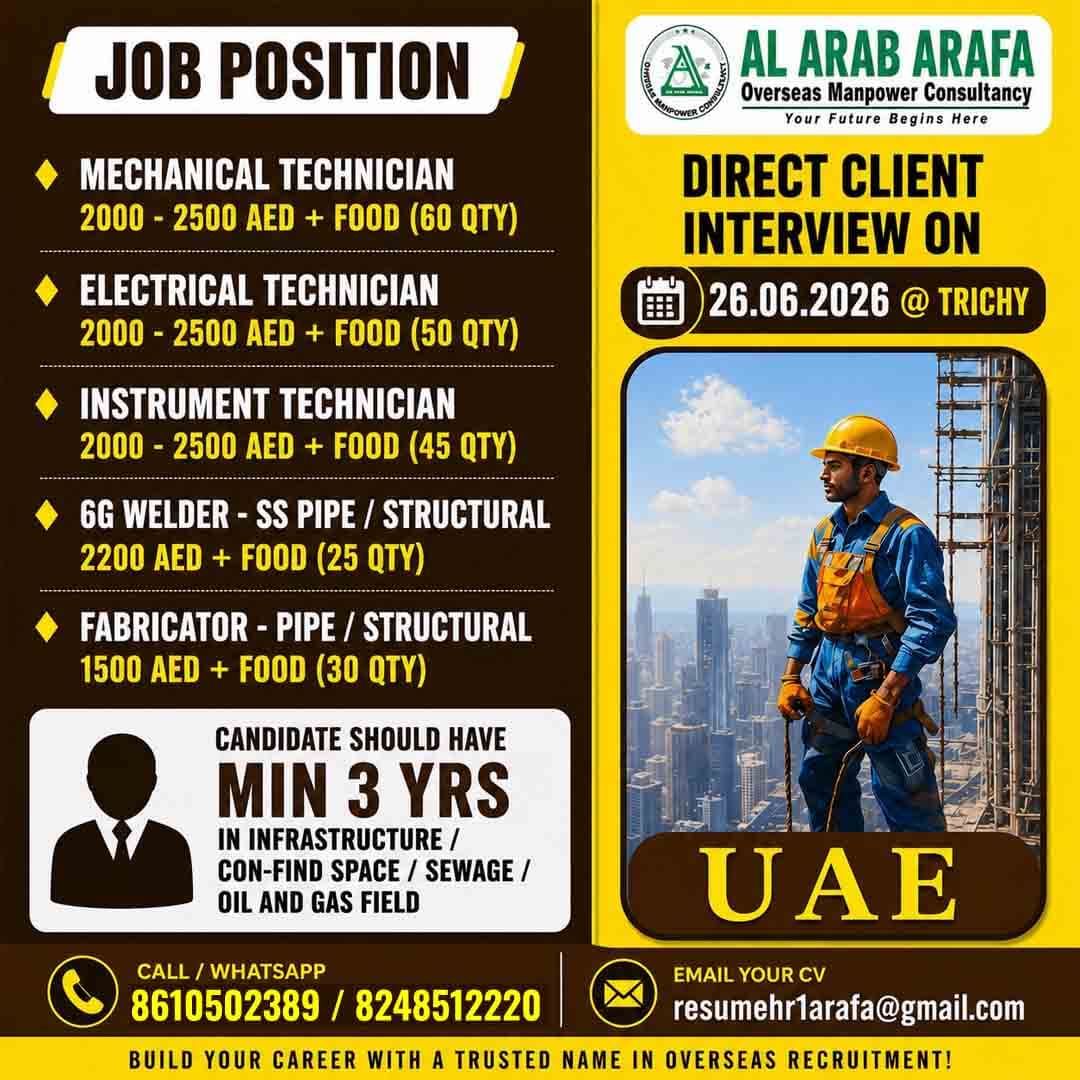 DIRECT CLIENT INTERVIEW ON 26.06.2026 @TRICHY