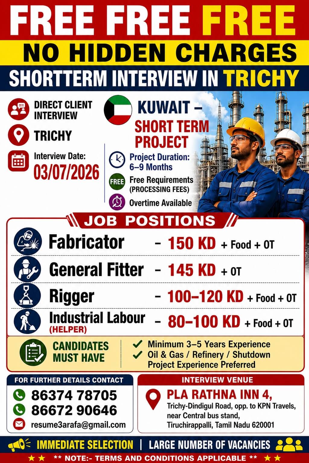 DIRECT CLIENT INTERVIEW ON 03,02,2026 @ TRICHY