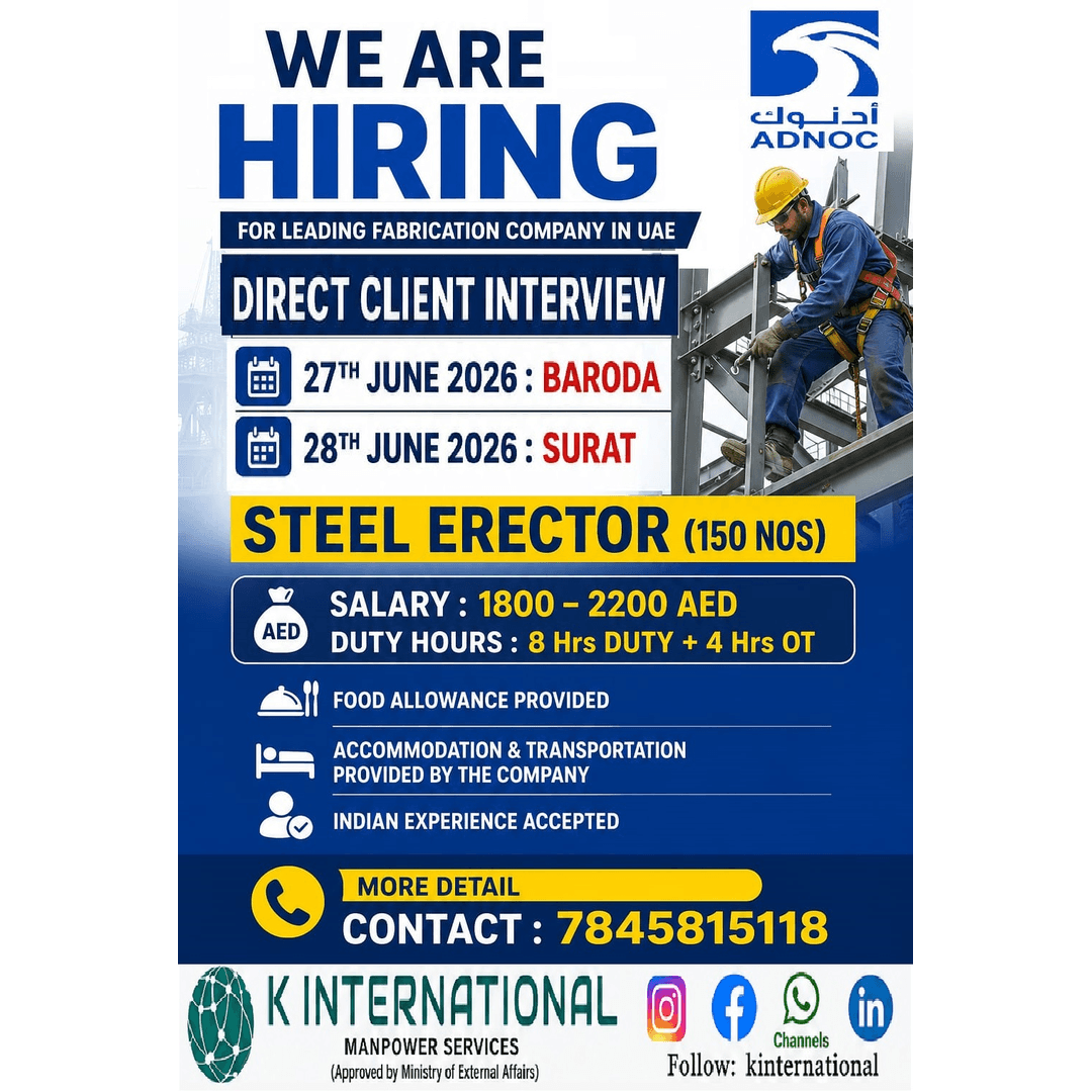 WE ARE HIRING FOR LEADING FABRICATION COMPANY IN UAE