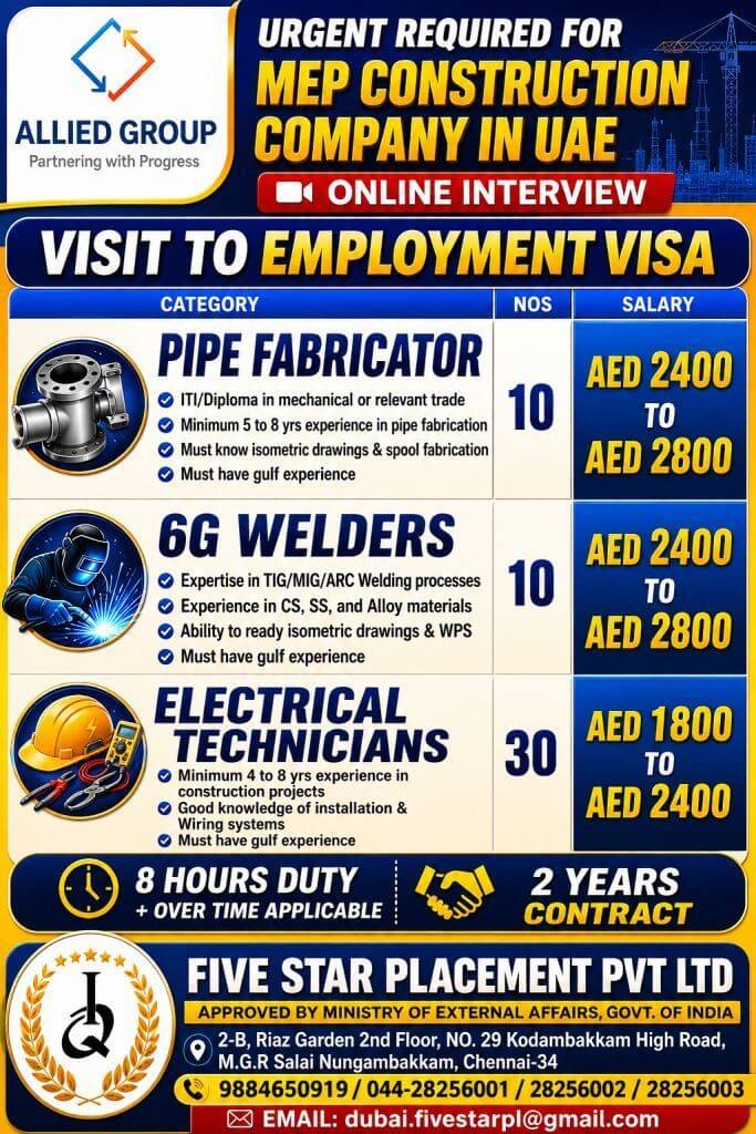 URGENT REQUIREMENT FOR DUBAI