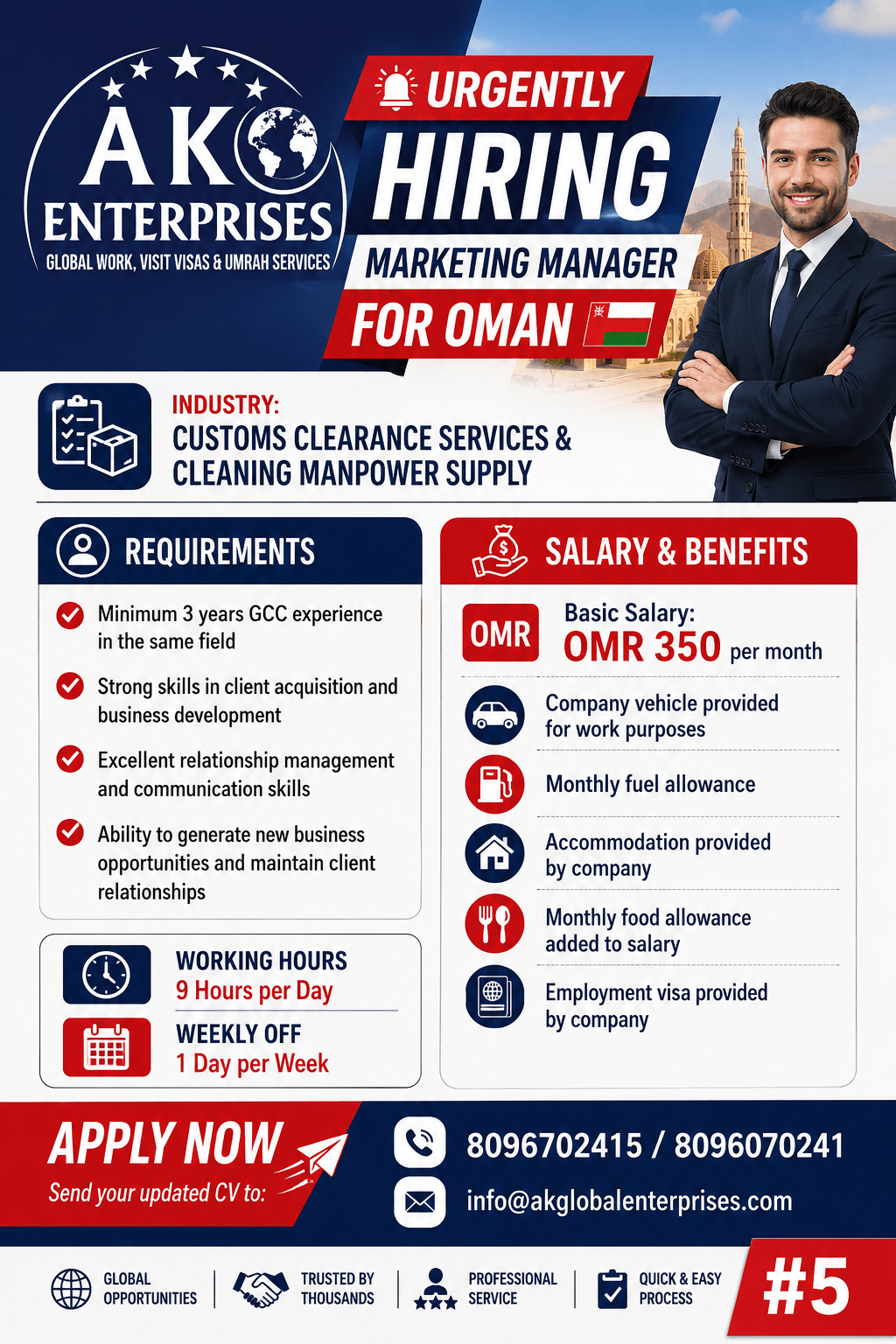 Urgently Hiring for Oman- Marketing Manager