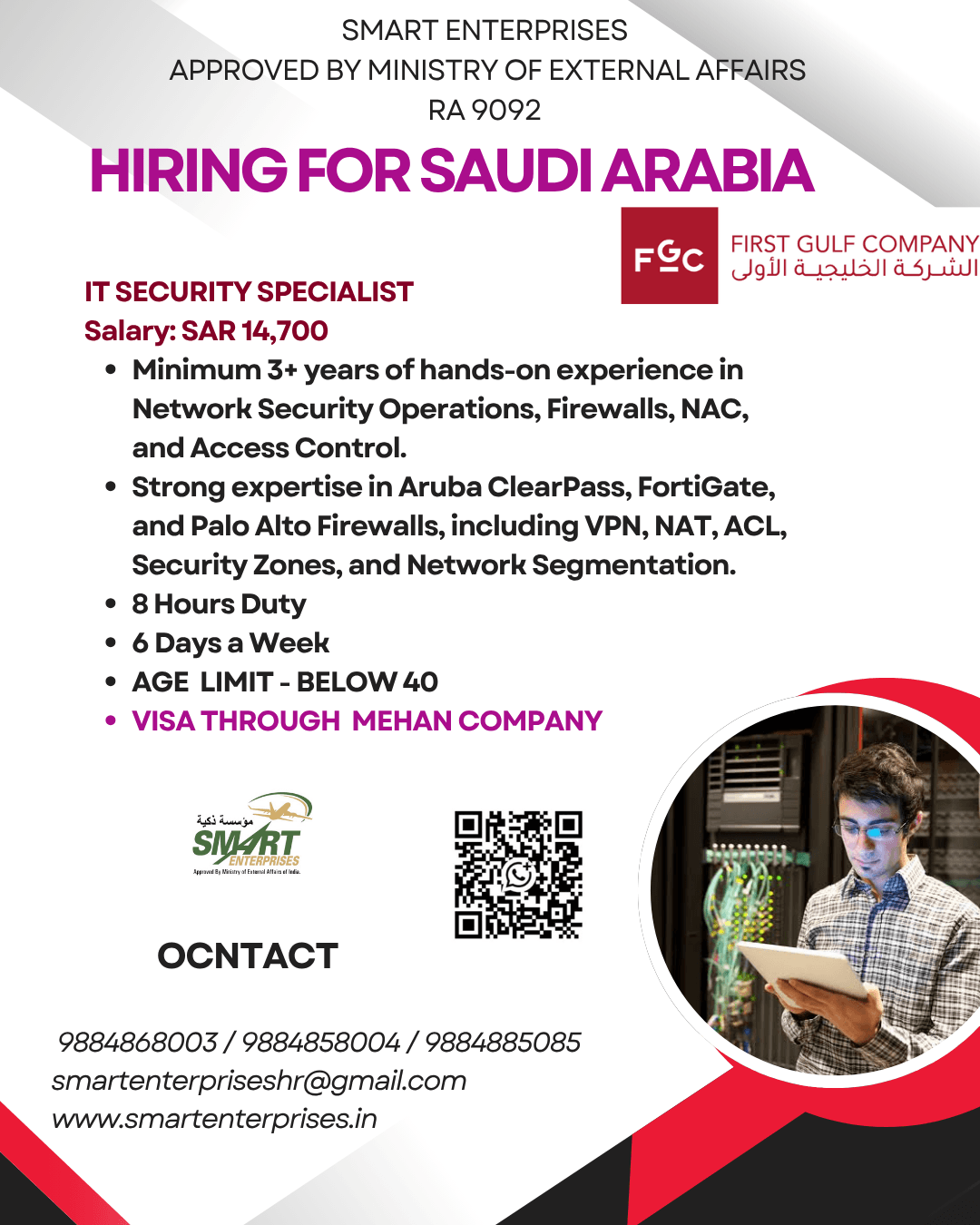 HIRING FOR  SAUDI ARABIA