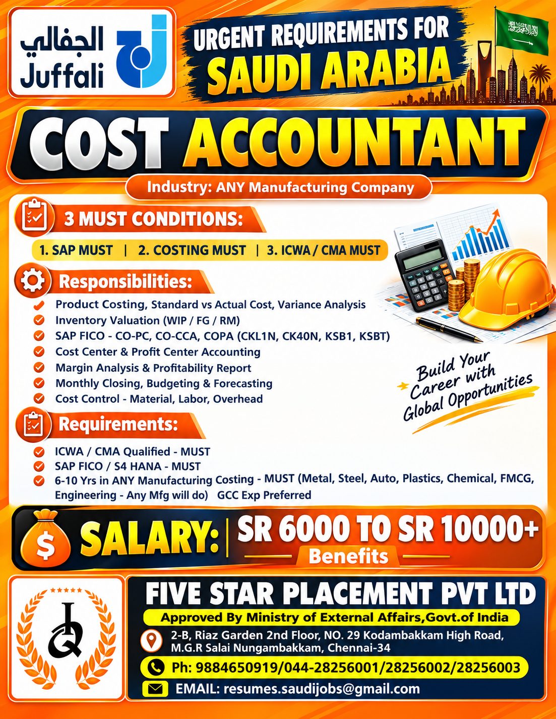 COST ACCOUNTANT - FOR KSA