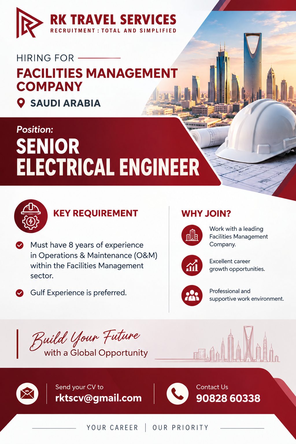 **WE ARE HIRING | SENIOR ELECTRICAL ENGINEER** 🇸🇦 — RK Travel Services, Saudi Arabia, Saudi Arabia