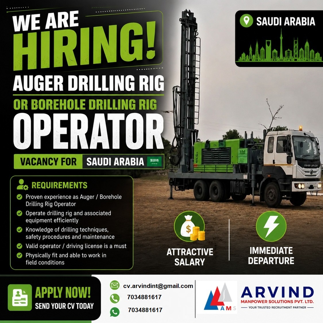 Auger Drilling Rig  Or Borehole Drilling Rig Operator