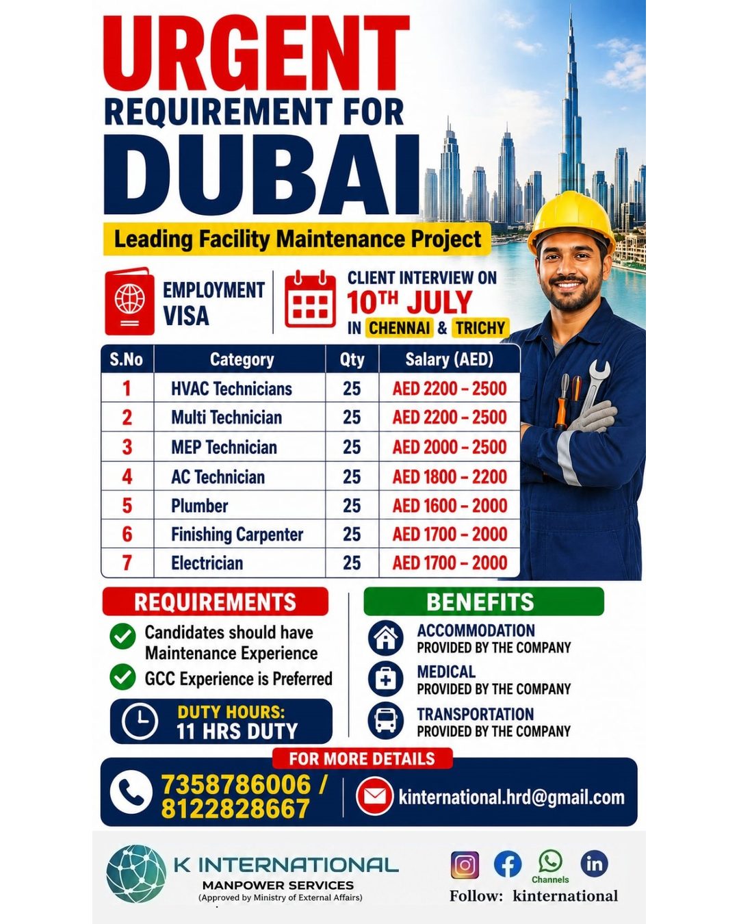 Leading Facility Maintenance Project — K International, United Arab Emirates, United Arab Emirates
