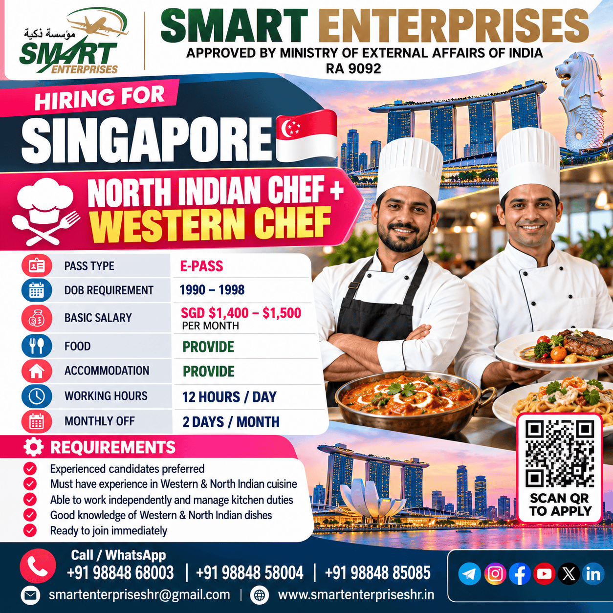 NORTH INDIAN CHEF + WESTERN CHEF