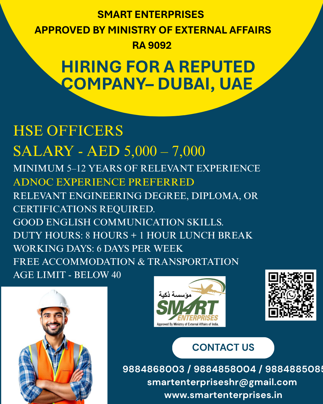 HSE Officers — smartenterpriseshr@gmail.com, UAE, UAE