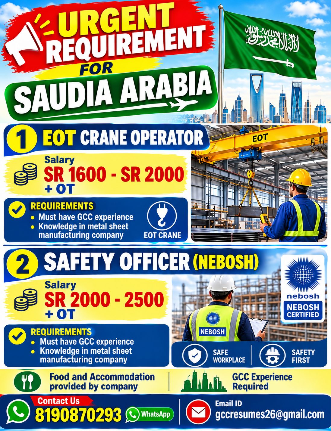 Urgent Recruitment for Saudia Arabia — MOTKASSES INTERNATIONAL, Saudi Arabia