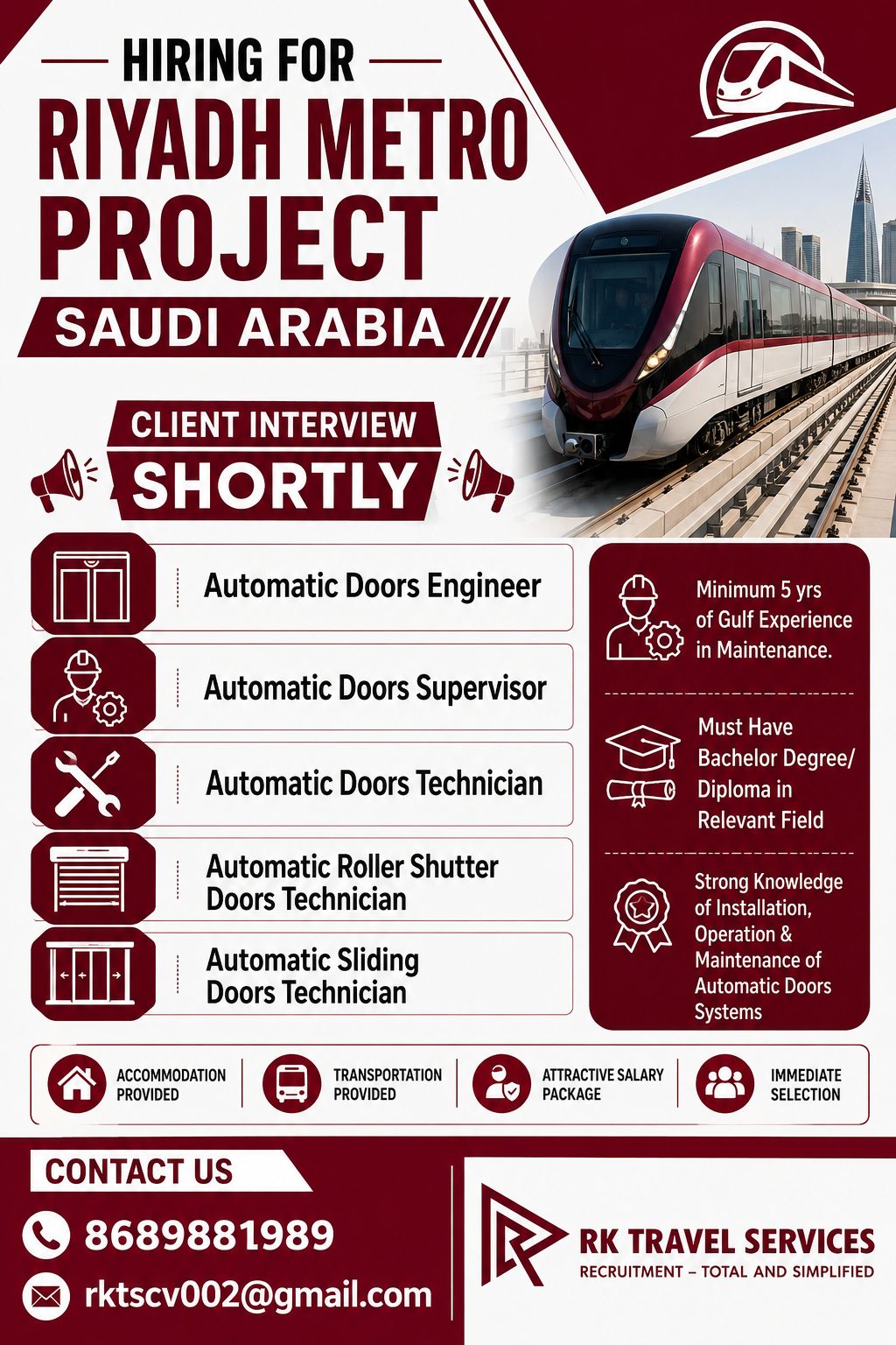 Riyadh Metro Project - Automatic Doors Positions — RK Travel Services, Saudi Arabia