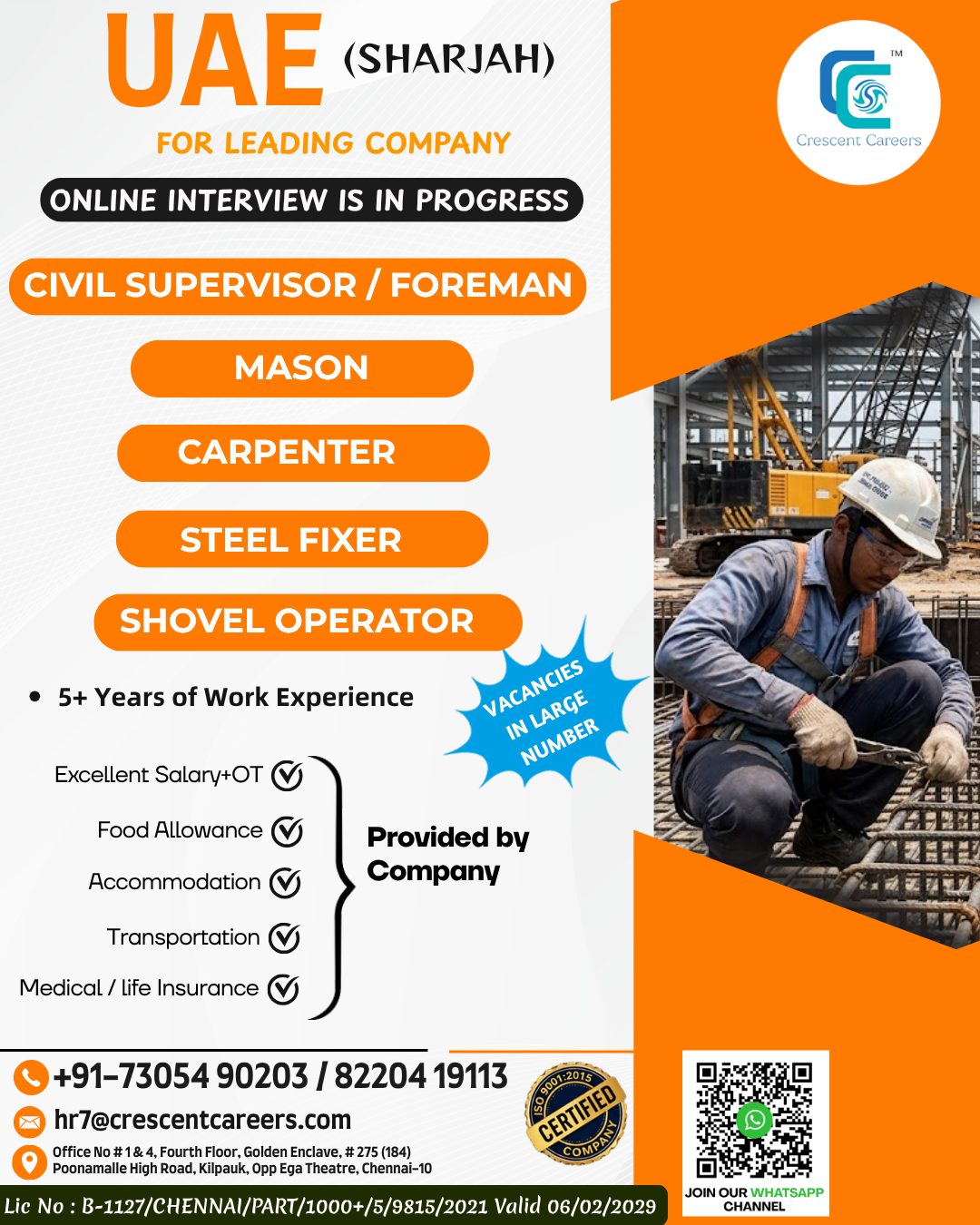 Construction Staff Recruitment — Crescent Careers, UAE (Sharjah)