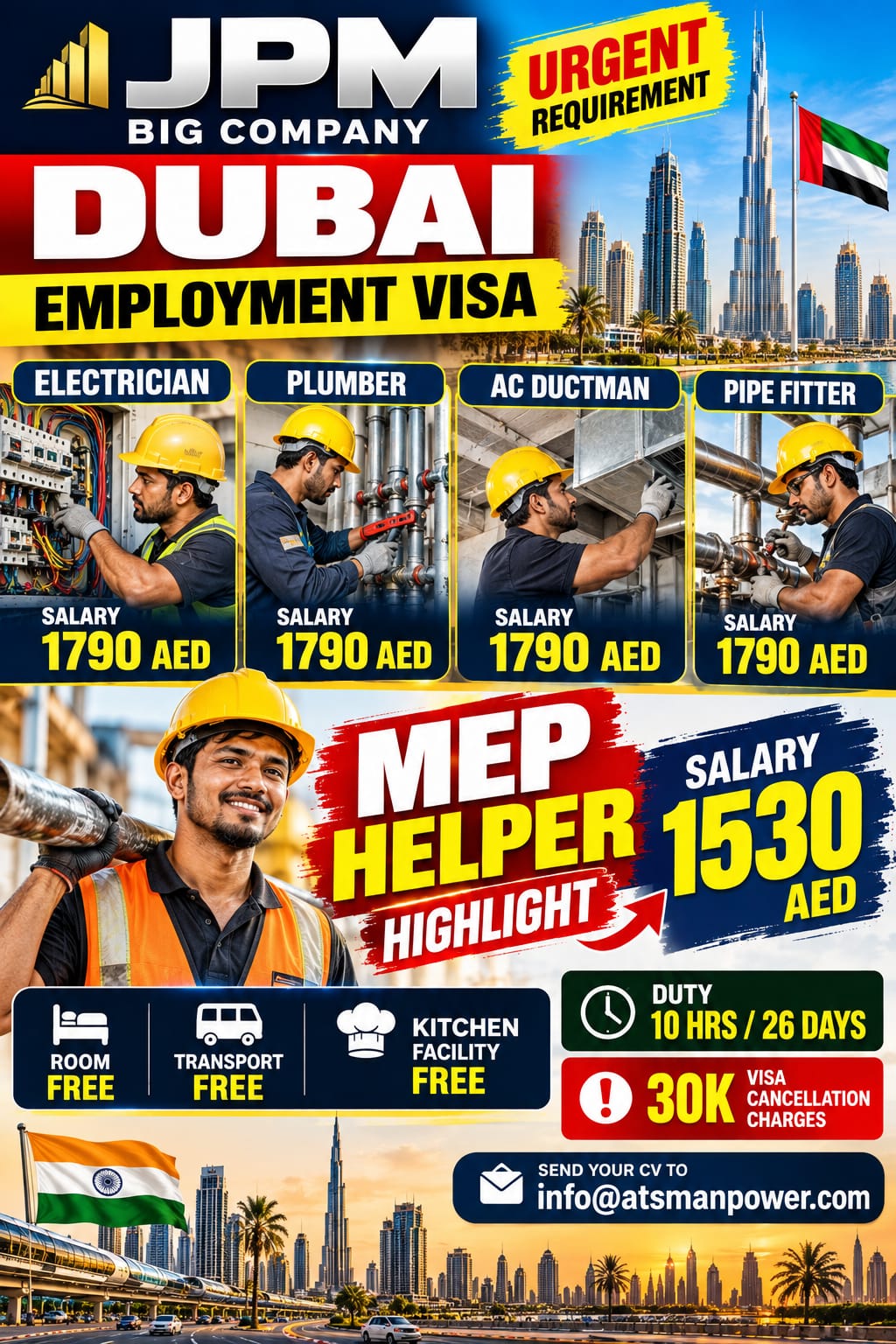 Dubai Employment Visa - Multiple Positions — ATS MANPOWER, United Arab Emirates, United Arab Emirates