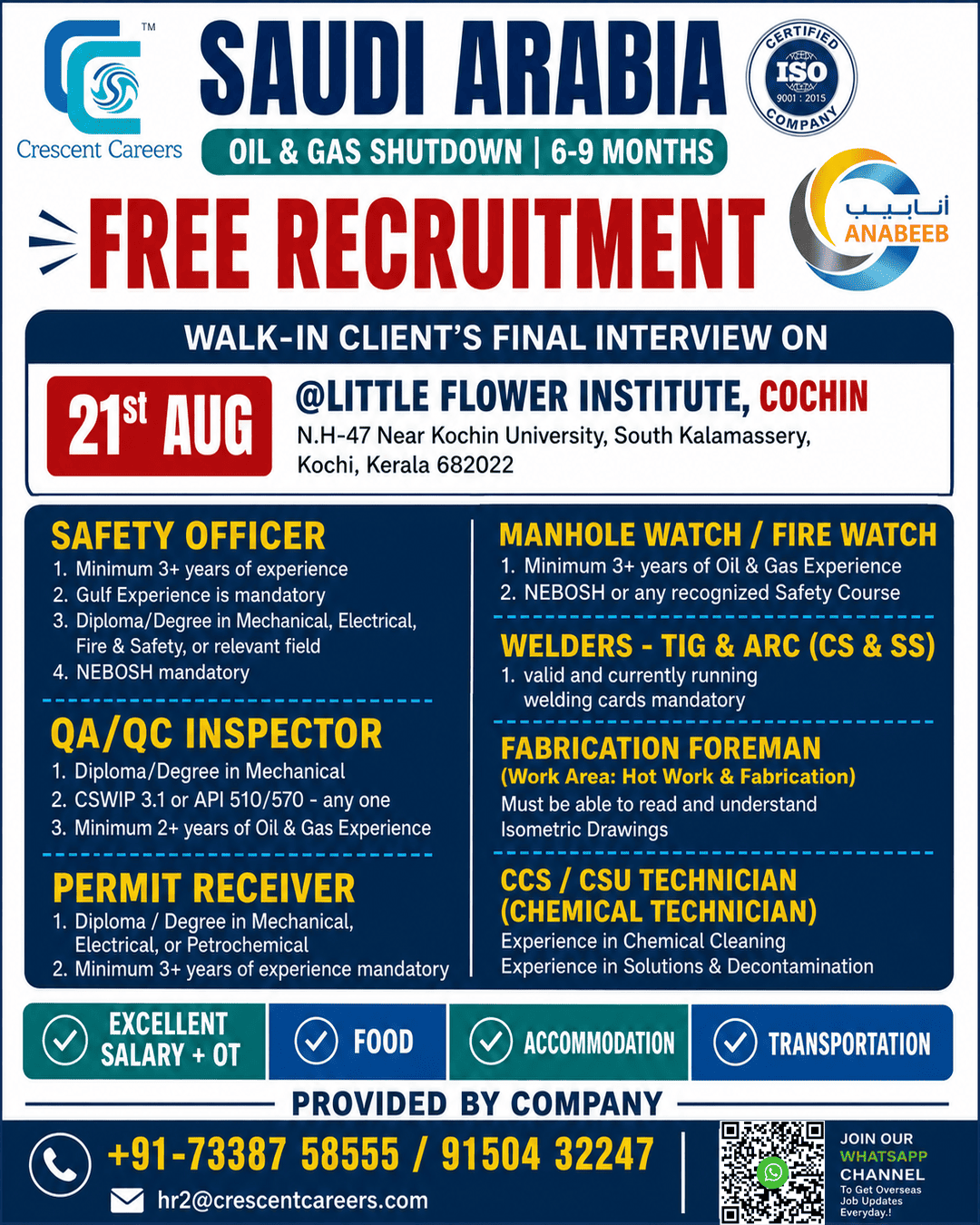 OIL AND GAS PROJECT-FREE RECRUITMENT-SAUDI ARABIA