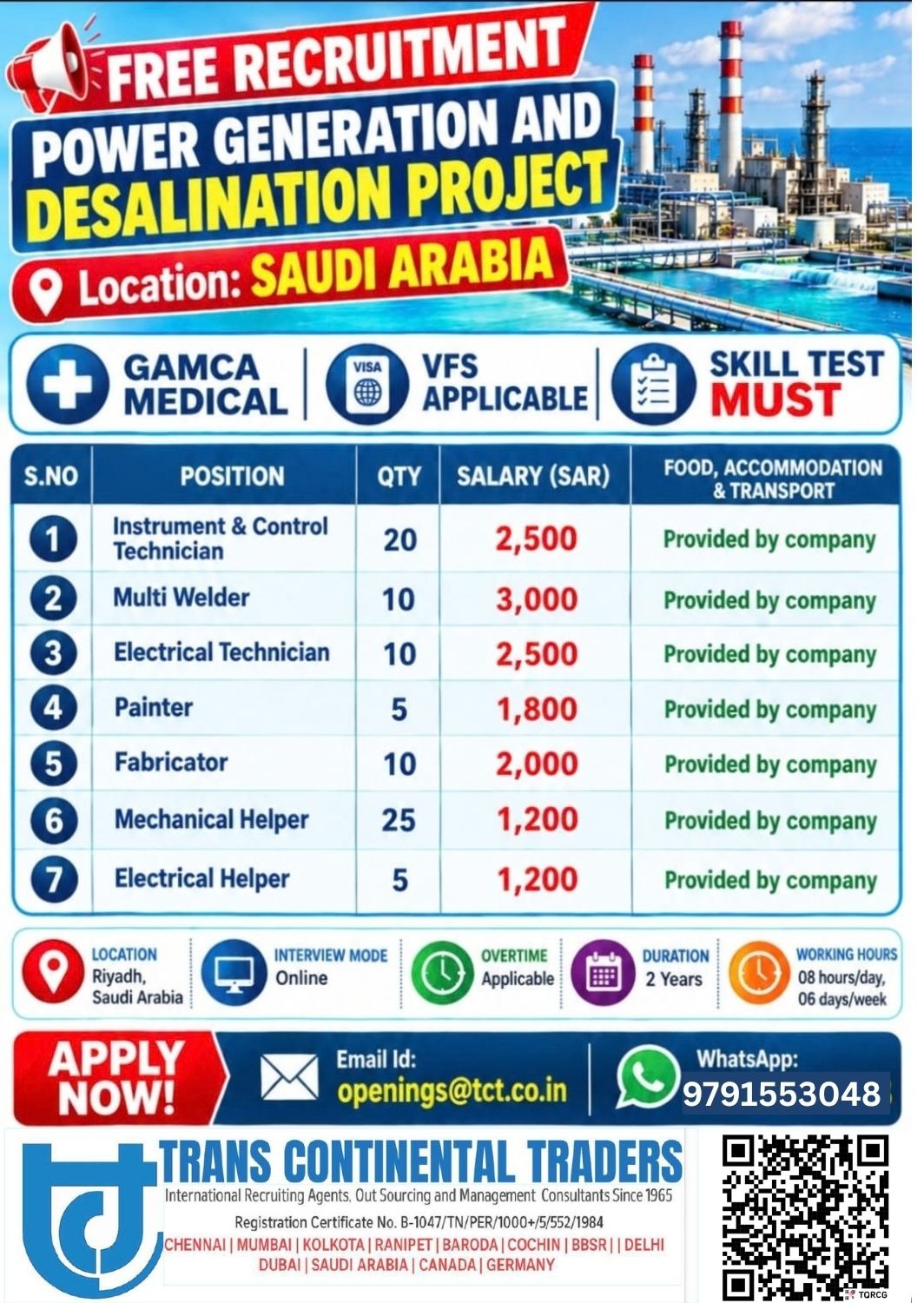 Power Generation and Desalination Project — Trans Continental Traders, Saudi Arabia