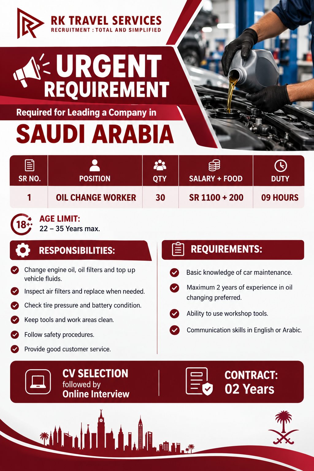 Oil Change Worker