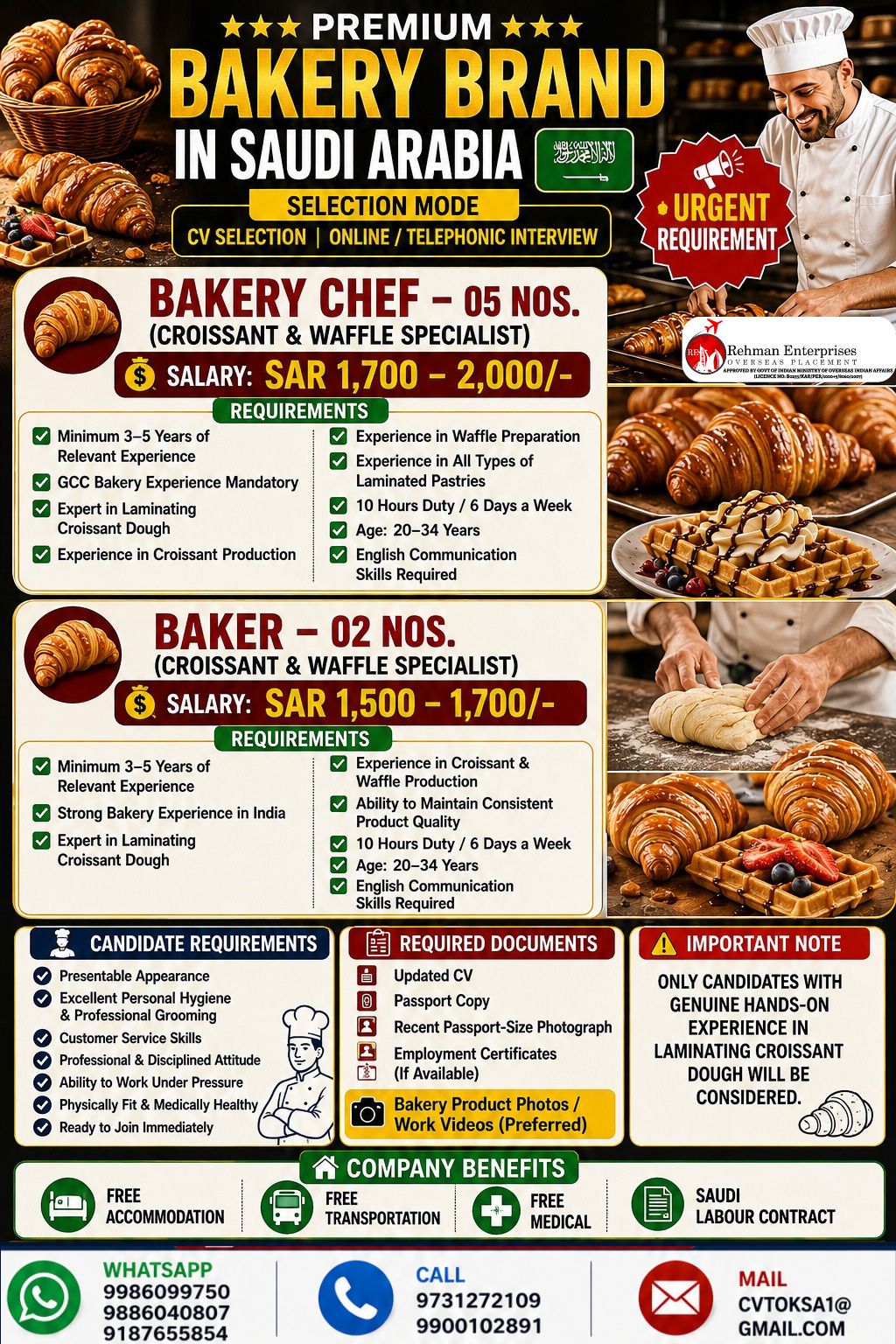 Premium Bakery Brand Jobs in Saudi Arabia
