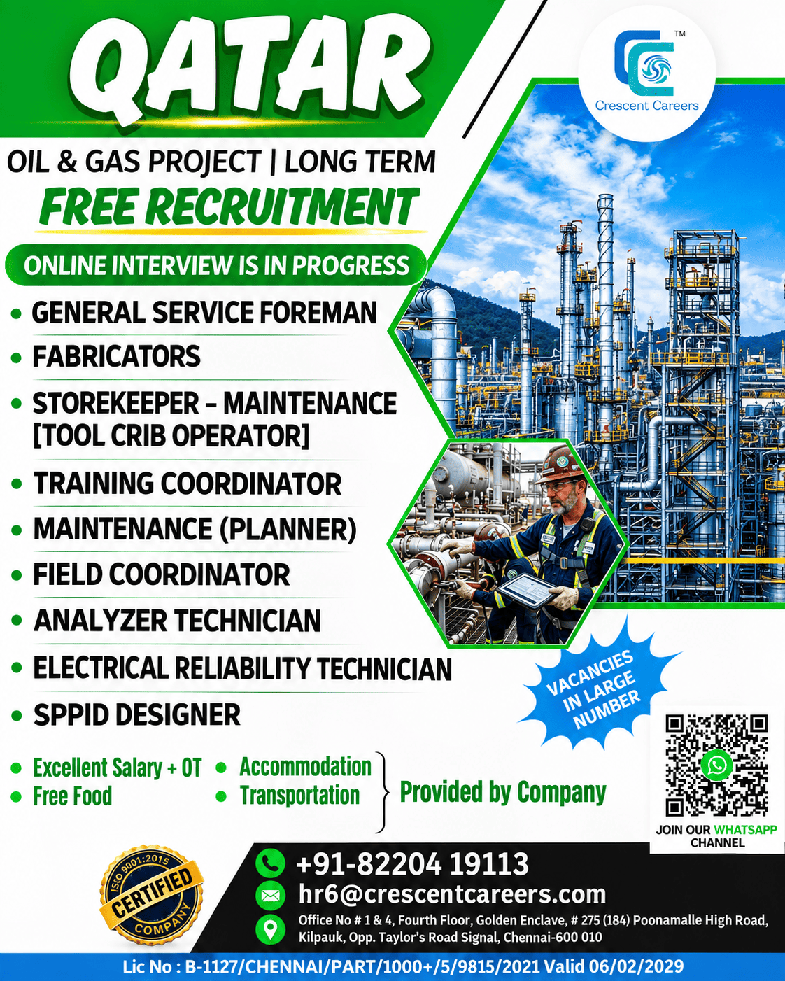 Qatar Oil & Gas Project - Long Term Recruitment | FREE RECRUITMENT