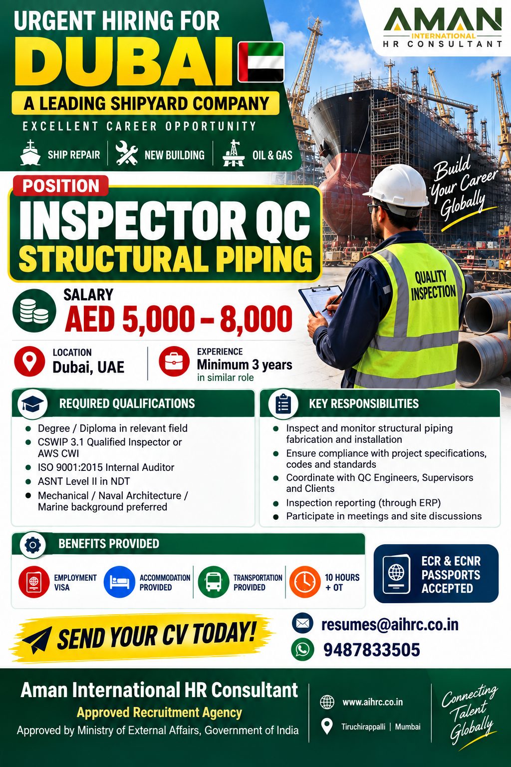 Inspector QC Structural Piping
