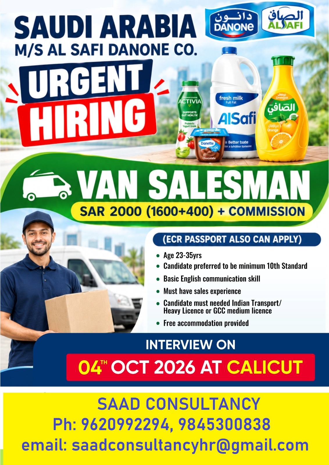HIRING FOR VANSALESMAN